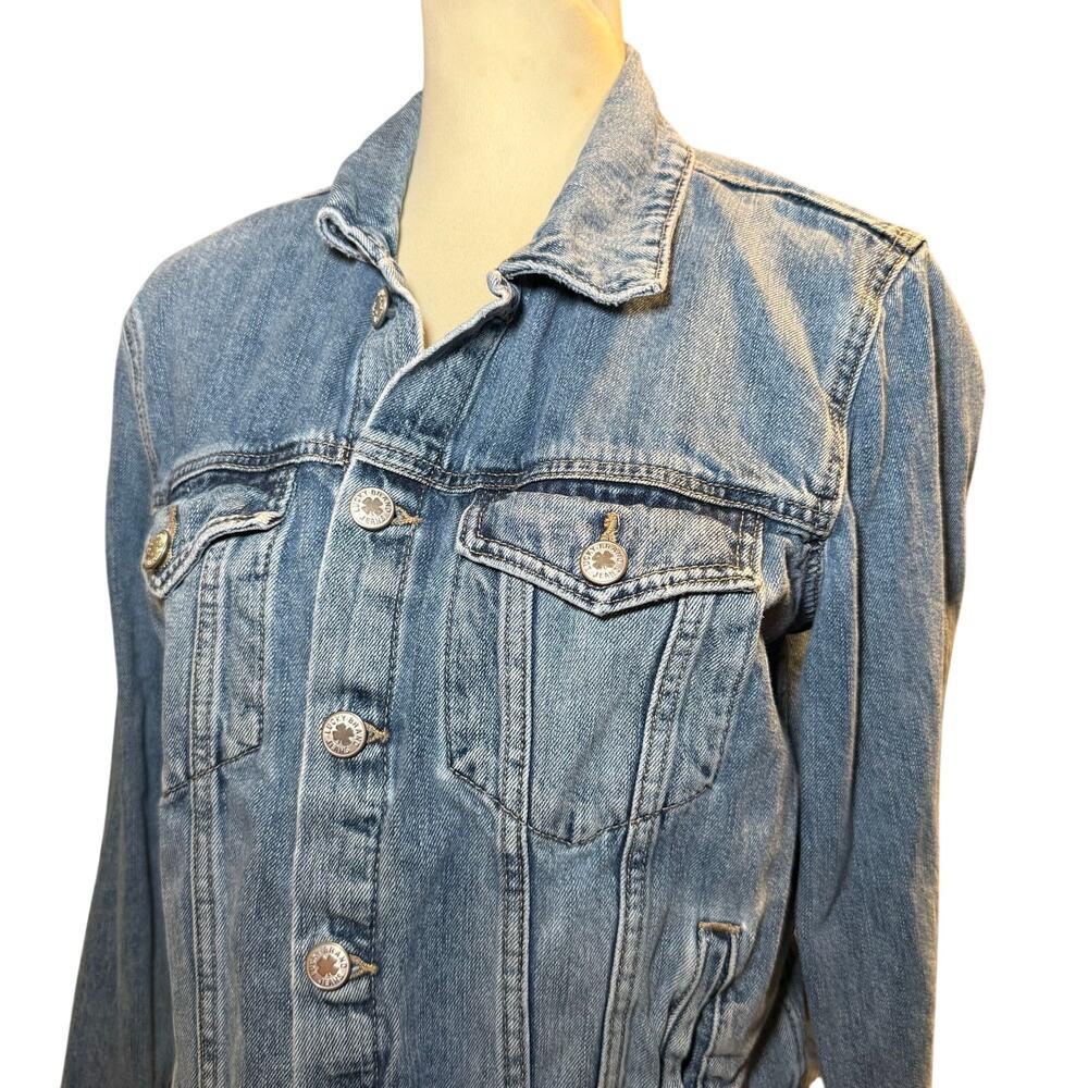 Lucky Brand Raw Hem Denim Trucker Jacket, Cotton Tencel Blend, Women's Large - Picture 2 of 9